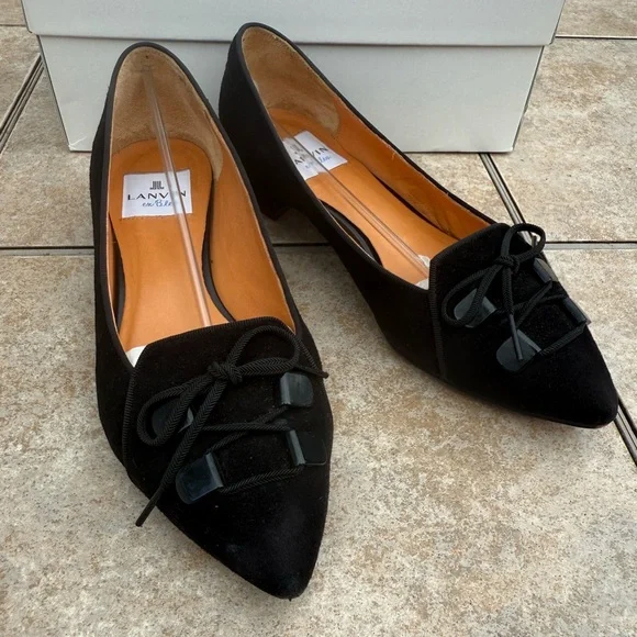 Lanvin en Bleu Women's Black Suede Shoes - Picture 10 of 16